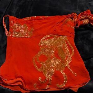 Banana Republic Orange and Gold Swim Coverup